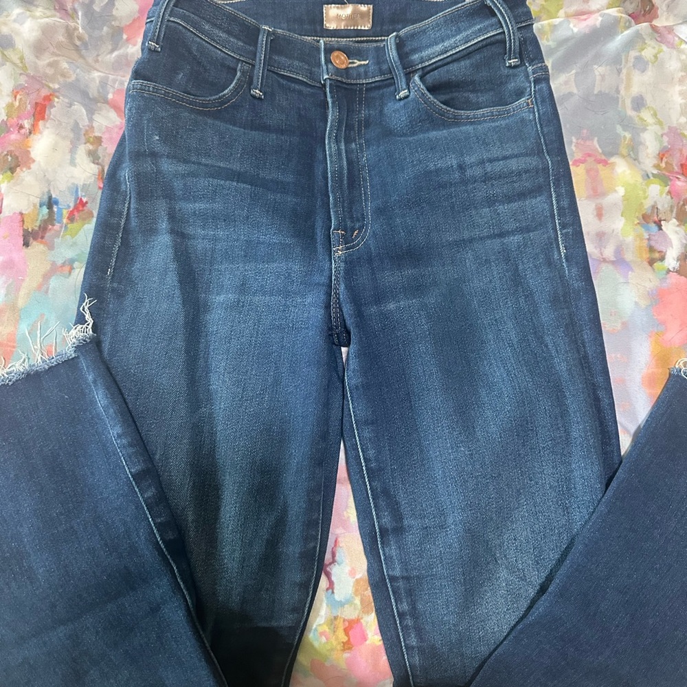 MOTHER The Hustler Ankle Fray Jeans - Home Movies Wash - Sz 25 - like new